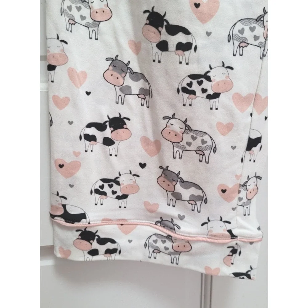 My Danielle Women's Buttery Soft Pajama Bottoms - White w/ Cows & Hearts - XL
